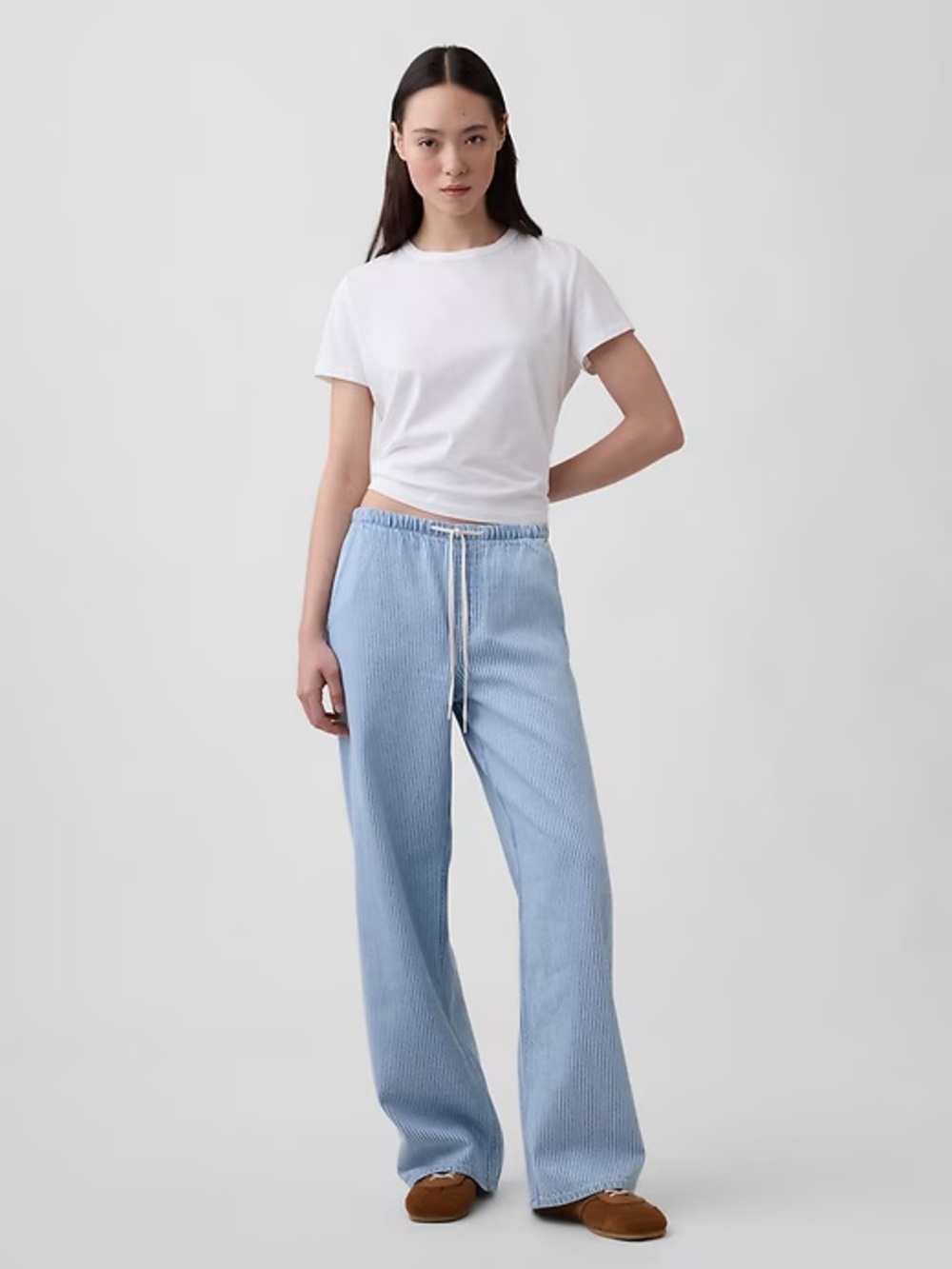 NWT! GAP Railroad Blue Stripe Low Rise UltraSoft Easy '90s Loose Jeans - 🩷